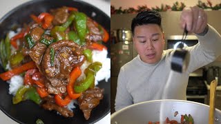 How to Make Chinese Classic Take Out Pepper Beef Stir Fry Recipe | Tender Savory Beef over Rice
