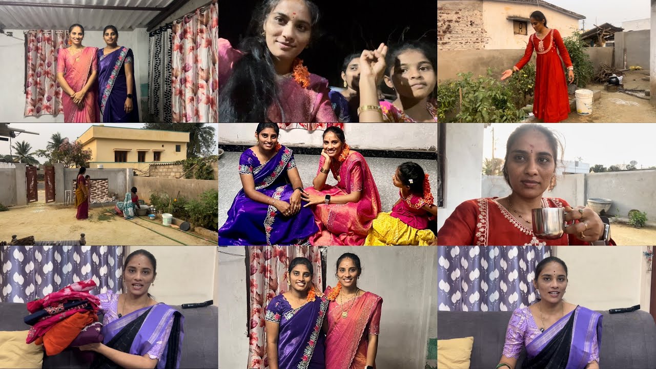 #DiML నేనూ మాచెల్లి  సారీస్  కట్టుకున్నాం😍 పుట్టింటిలో మాత్రమే ఒకఅమ్మాయి ఇలాఉండగలదు😢|Village Vlog 