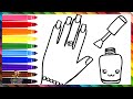 Dibuja y Colorea Una Mano Con Un Esmalte De Uñas 💅🌈 Dibujos Para Niños