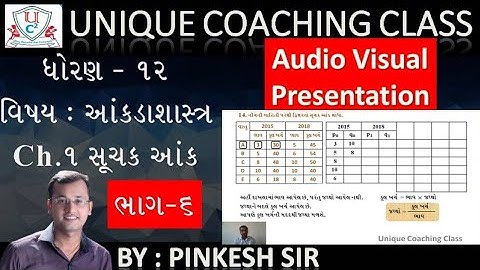 SUCHAK ANK / Ch.1 સૂચક આંક ભાગ 6 / Std 12 Stat GSEB / NCERT / By PINKESH Sir / Unique Coaching Class