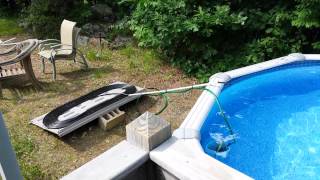 Very easy to build solar water heater that raised the temperature of
my pool by 17 degrees fahrenheit (68f 85f) in 6 days. ...and it's
still rising....