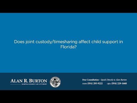 Does joint custody/timesharing affect child support in Florida?