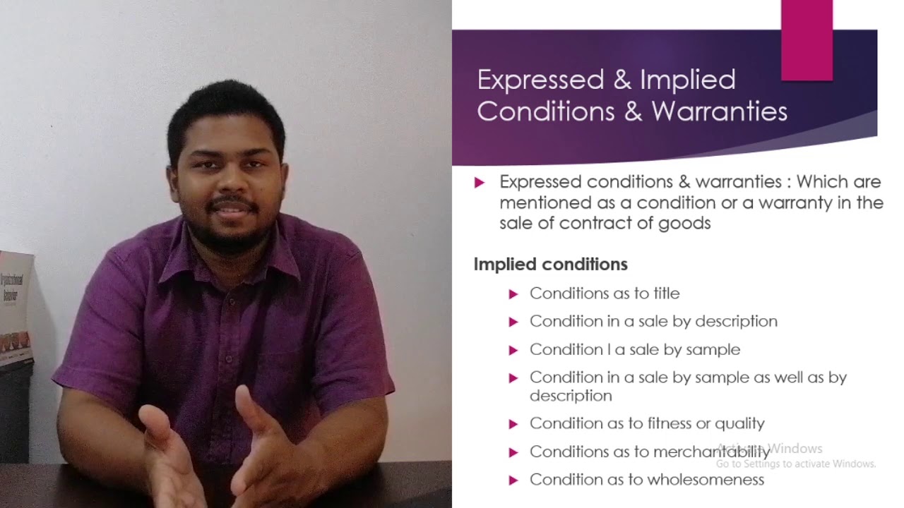 Conditions & Warranties in Contracts Business Law Anuradha