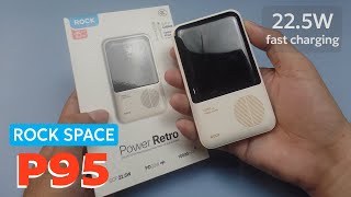 Rock Space P95 10,000mah  Budget Portable Power Bank W/ Built-in Cables, Up 22.5w Fast Charging