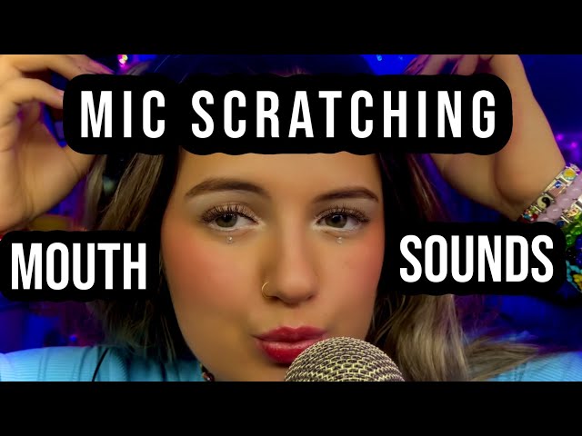 Intense mic scratching ASMR! Mouth sounds, extra long nails, & bracelets scratching! Satisfying af!