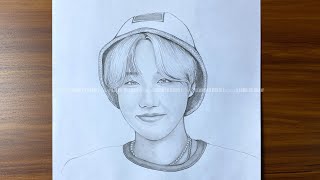 Easy drawing J-Hope BTS | pencil sketch tutorials | drawing step by step | រៀនគូរ