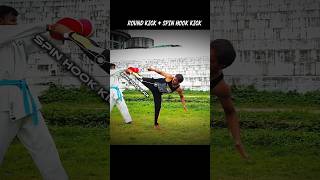 Round Kick+Spin Hook Kick skills 🥋#shorts #viral #trending #youtubeshorts#ytshorts #viralvideo#reels