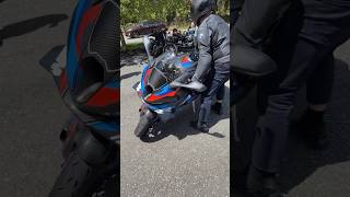 Nearly dropped his brand new BMW M 1000 RR motorcycle