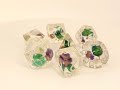 Old School 7 Piece DnD RPG Dice Set: Infused - Flower - Green & Purple