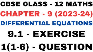 1 Question Exercise 9.1 l Chapter 9 Differential Equations l Class12th Maths l NEW NCERT 2023-24