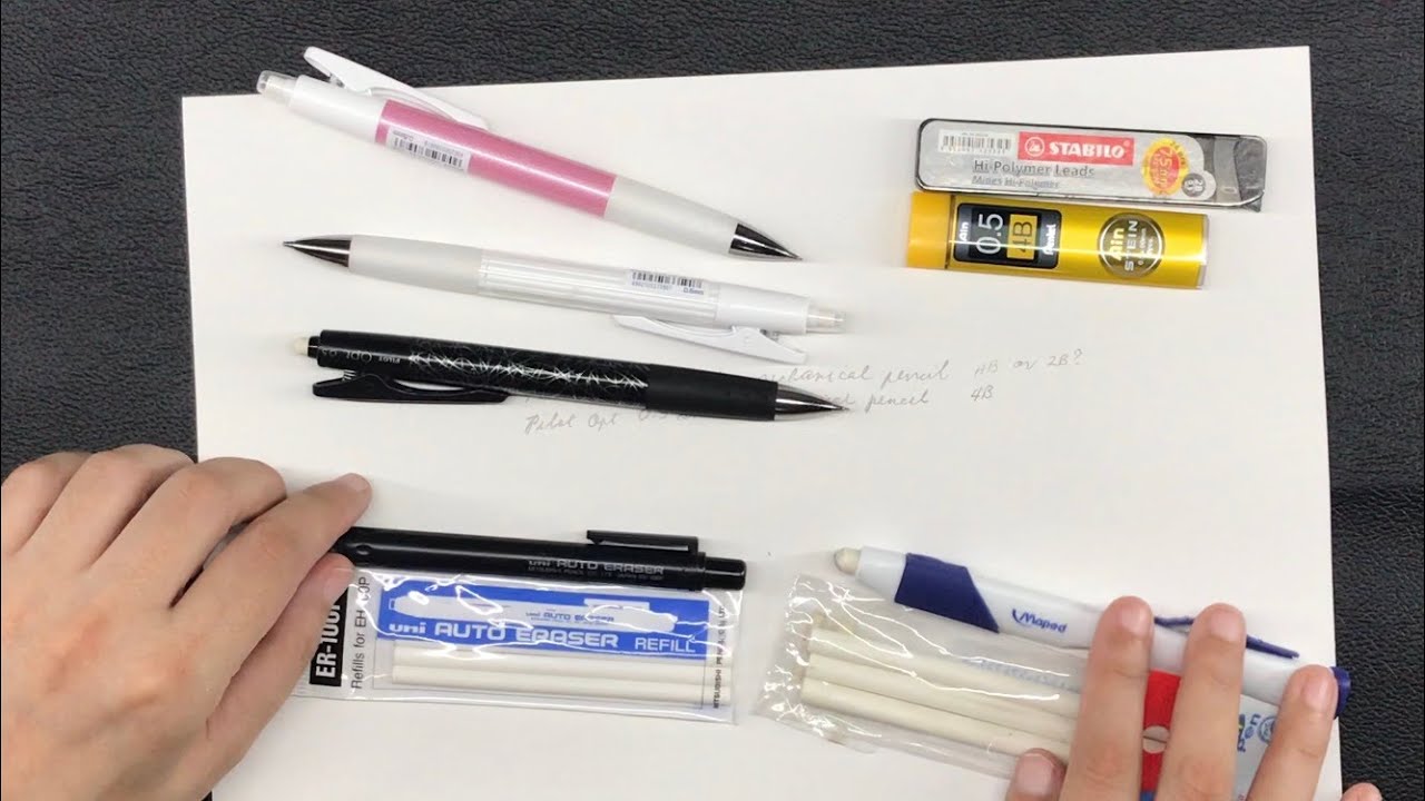 Pilot Opt shaker mechanical pencils (unboxing, review + leads + eraser