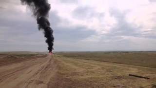 A fire near Galeton was caused when a 12 inch line was hit on Wells Ranch
