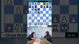 🤯 Divya vs. Alice -Shocking Opening Play!  #chess #chessgame #chessopenings #grandmaster #women