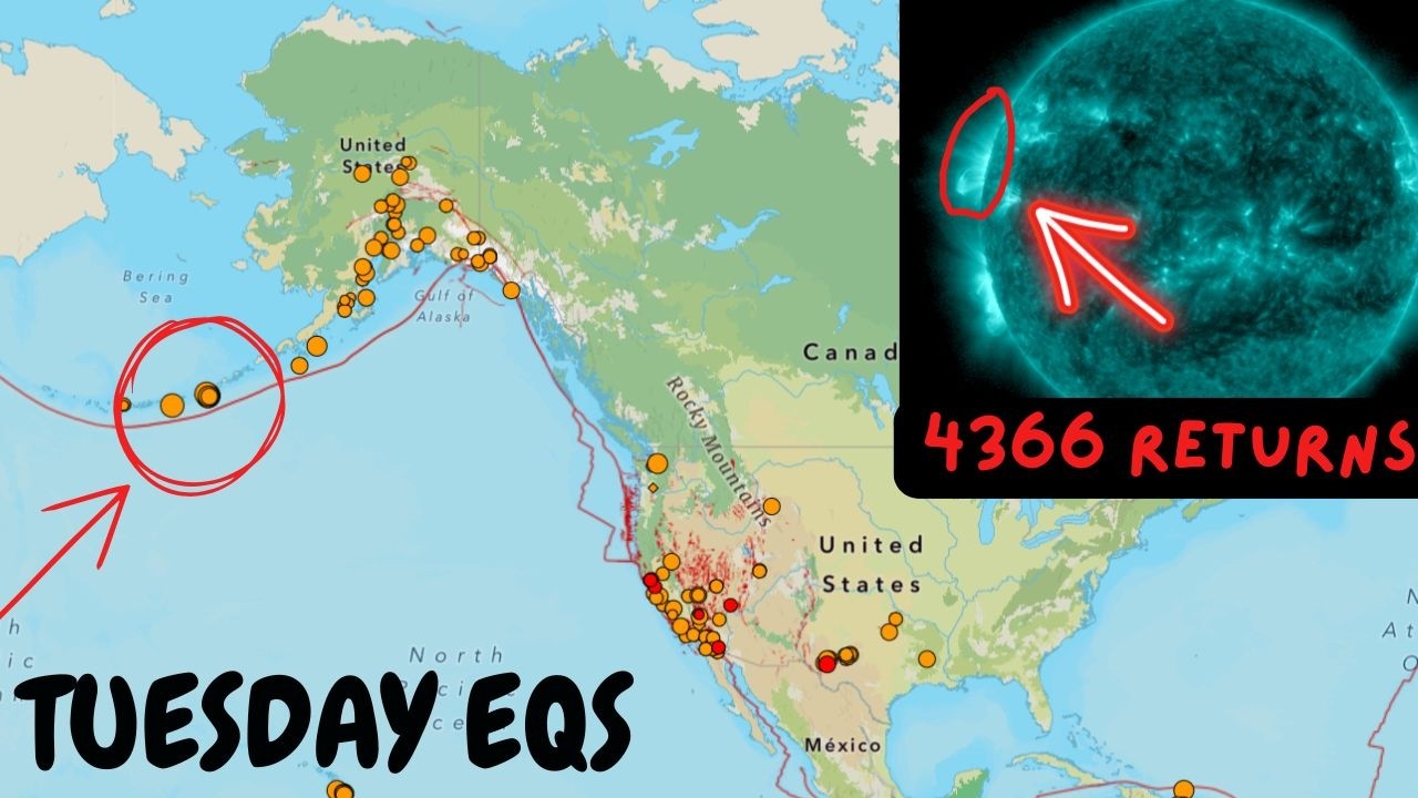Землетрясения в Алеутском желобе продолжаются. Бывшее солнечное пятно 4366 возвращается, оно дово...