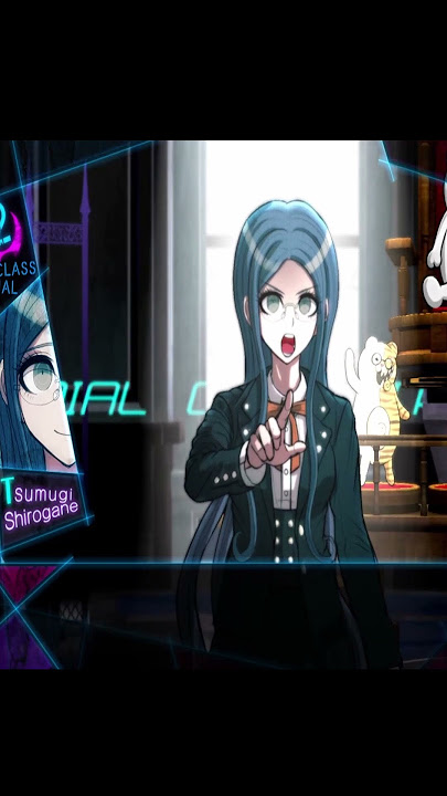 Tsumugi telling Kokichi to shut up in her own unique way in Danganronpa V3
