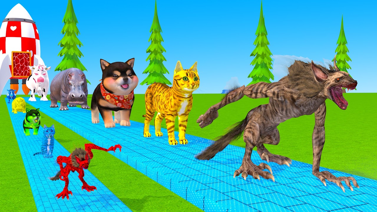 Long Slide Game With Cow Elephant Gorilla Hippopotamus Tiger 3d Animal Game Funny 3d Animals