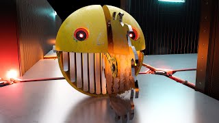 Pacman and Chain Chomp’s Epic Battle Through a Maze of Robots and Traps