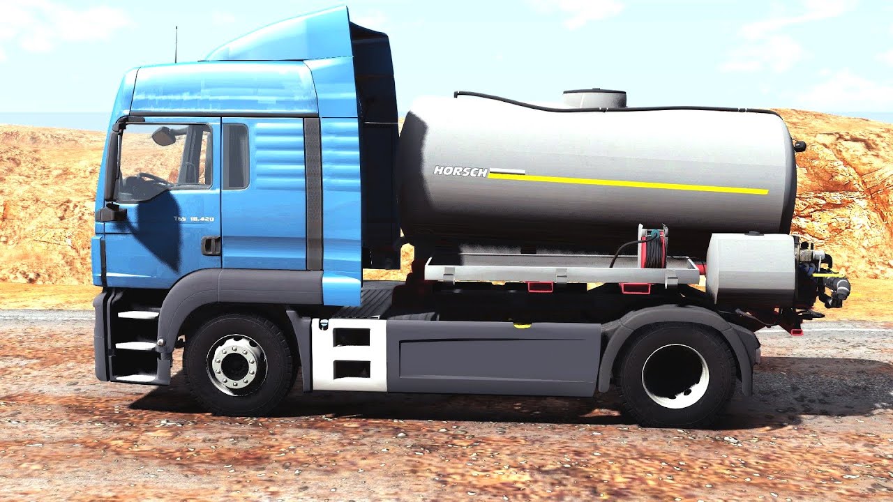 BeamNG Drive - MAN TGS Fertilizer Truck on the Long Desert Road