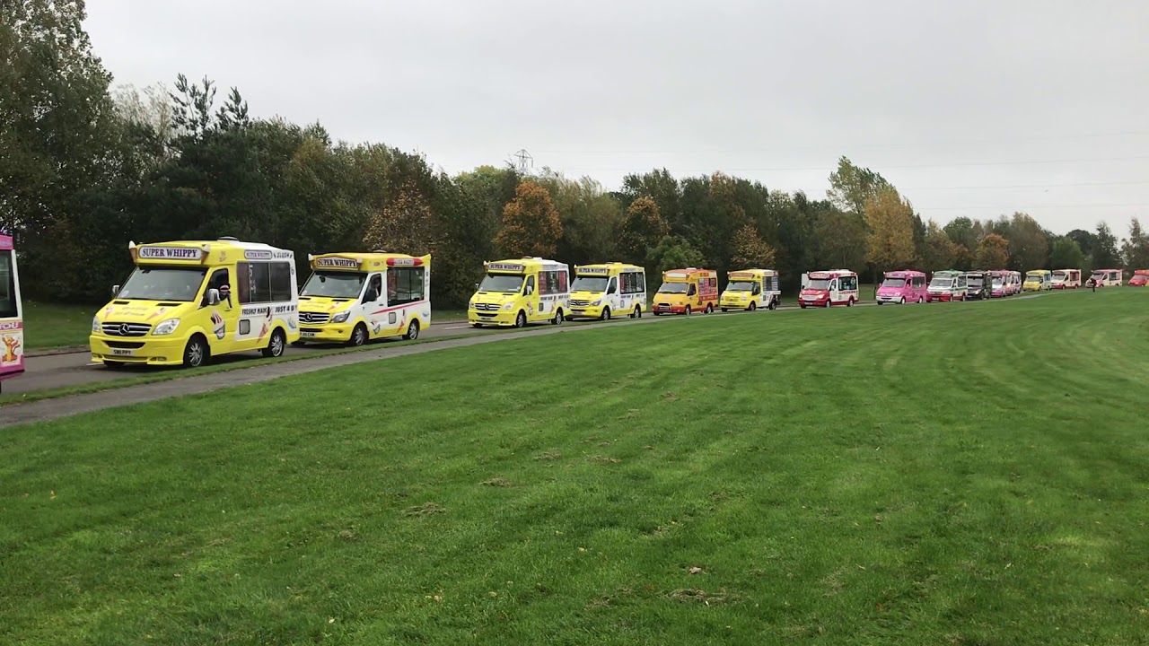 84 ICE CREAM VANS full convoy for Guinness World Record Nantwich October 2018 music chimes truck mr