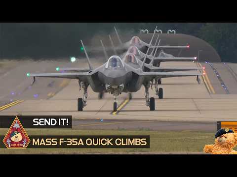 MASS UNRESTRICTED TAKEOFFS! TWELVE F-35A LIGHTNING QUICK CLIMBS • 48TH FIGHTER WING RAF LAKENHEATH