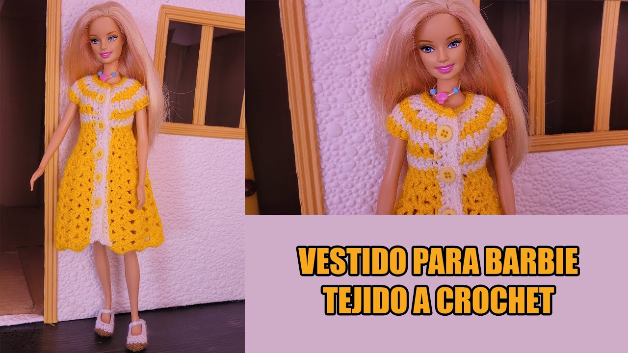 VESTIDO PARA MUÑECA BARBIE TEJIDO A CROCHET (PASO A PASO)
