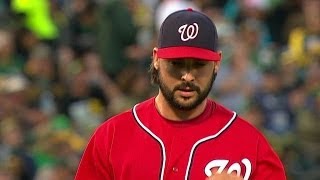 WSH@OAK: Roark sets down his 13th straight hitter