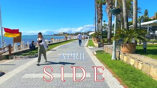 🇹🇷 SIDE in APRIL PROMENADE & Beach walk TÜRKIYE  #turkey #side #beach #antalya