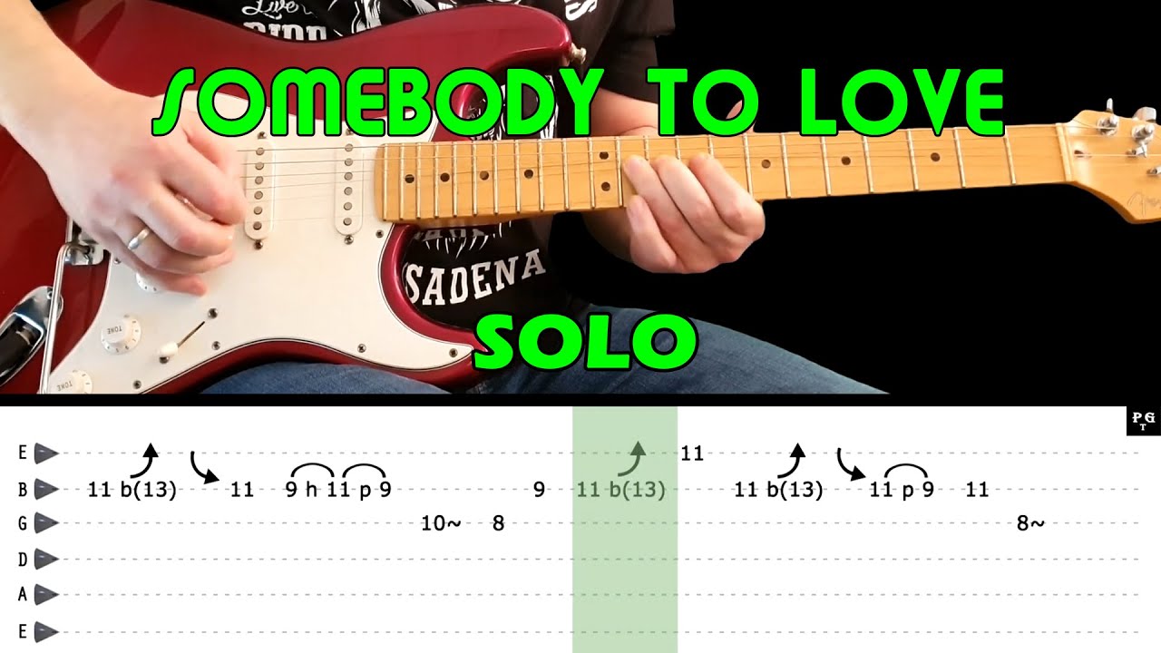 SOMEBODY TO LOVE Guitar lesson Guitar solo (fast & slow with tabs