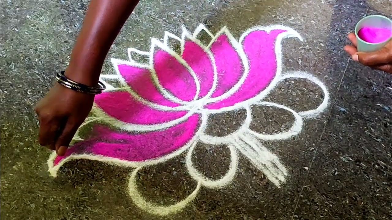 தாமரை கோலம் | Rangoli Design Daily Kolam | 5 Mins Kolam | Leela Creation