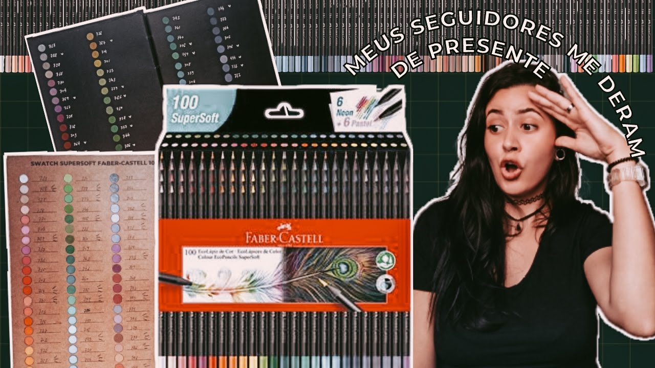 REVIEW - LÁPIS DE COR SUPERSOFT FABER-CASTELL 100 CORES 😱 TESTE NO PAPEL KRAFT E PAPEL PRETO ✍️🤩