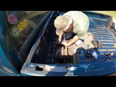Fuel pump replacement. 1995 Chevrolet Silverado . Cut hole in bed for