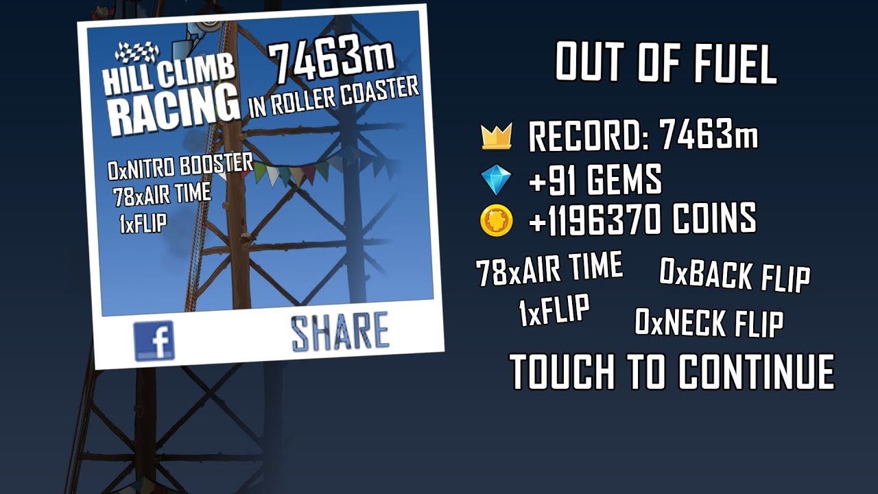 I made a new record in roller coaster with garage race car 7463m