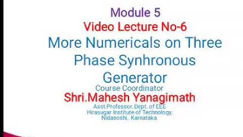 More numericals on three phase Synchronous Generator