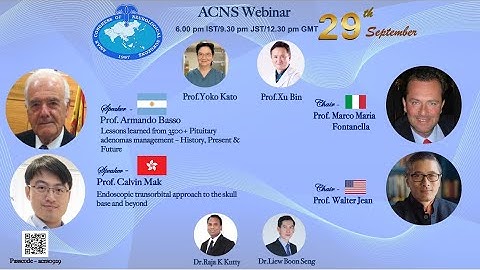 ACNS Webinar - Sept 29 - Endoscopic Transorbital Appr to Skull Base & Lessons Learned from 3500 Pitu