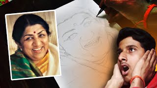 Lata Mangeshkar Ji Outline Tutorial video 😱😱🔥