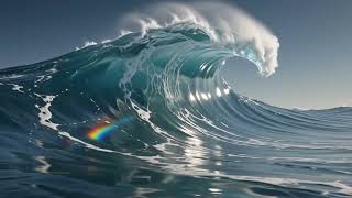 Mountain peak transforms ocean wave