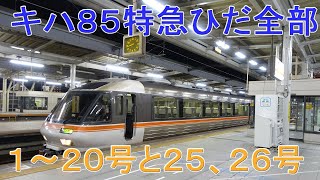 【キハ８５系】特急ひだ号全部１～２０号と２５、２６号　岐阜駅