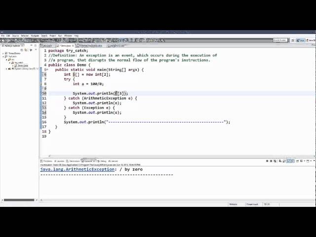Java Tutorial For Beginners 36 - Catching and Handling Exceptions  in Java using Try Catch Blocks