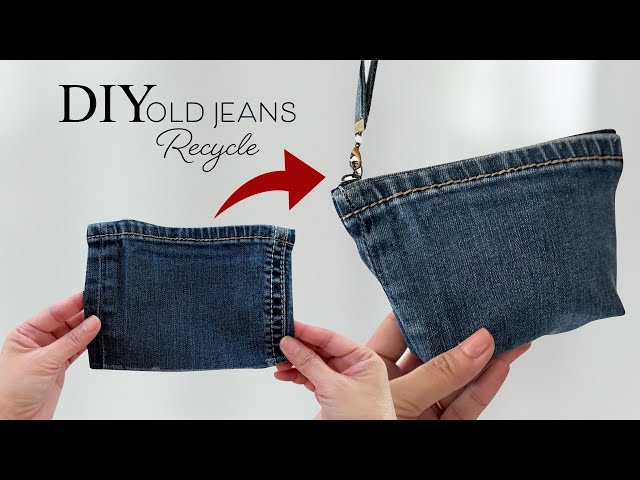 Upcycling Jeans Hems into a Coin Purse - YouTube