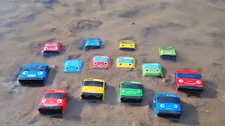 Mobil Mobilan Tayo Tayo di Lumpur Kotor, Truk, Beko, Mobil Box, Tayo Bus Kecil, Kereta Api, Molen