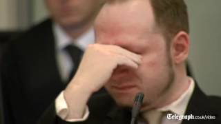 Anders Behring Breivik cries in court