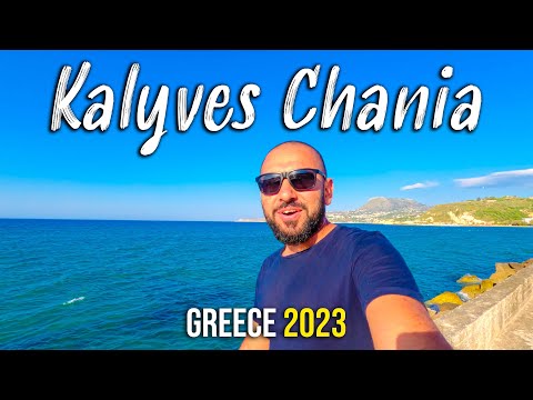 Chania Crete, Kalyves, walking tour 4k, Kreta, Greece 2023