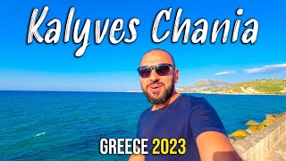 Chania Crete, Kalyves, walking tour 4k, Kreta, Greece 2023