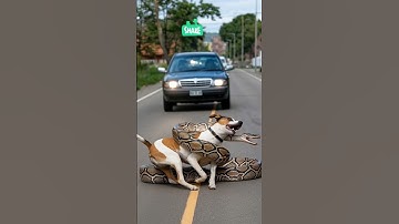 On Road Encounter: Dog vs Snake 🔥😲🐶 #animals #wildlife #discovery #trending #shorts