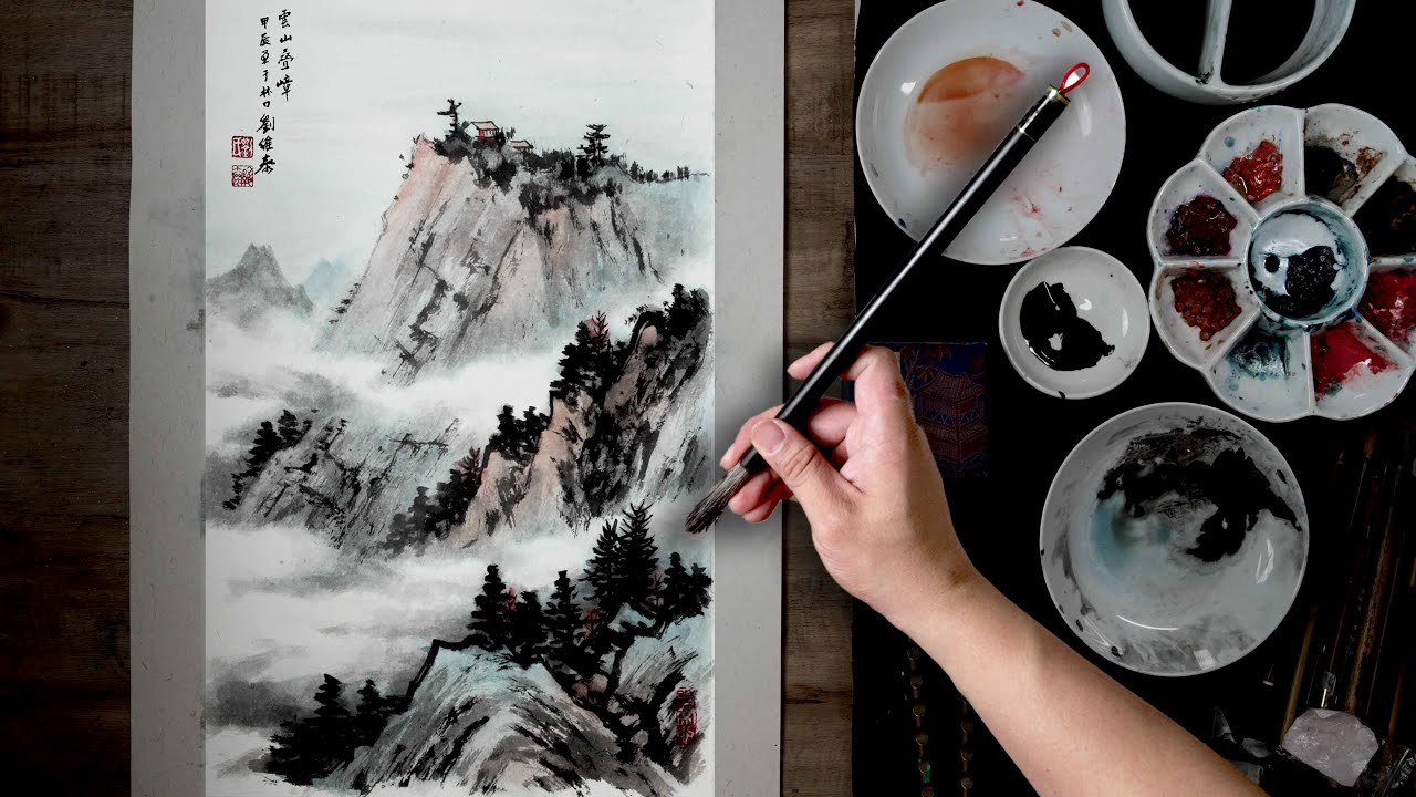 水墨画 山水風景 傳統技法 Daily Challenge #106 / Chinese Painting Tutorial / Clouds