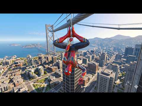 IRON SPIDERMAN CRAZY JUMPS/FALLS (GTA 5 Spider-Man Gameplay) #2