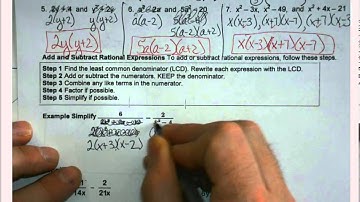 Honors Algebra 2   9.2 Add and Subtract Rational Expressions