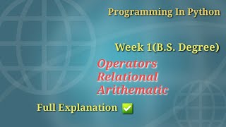 Programming in python week 1 IIT M Operators: Types, Explanation #python