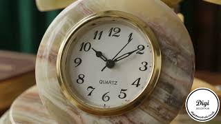 Luxury Natural Onyx Table Clock Vintage Office Desk Decor