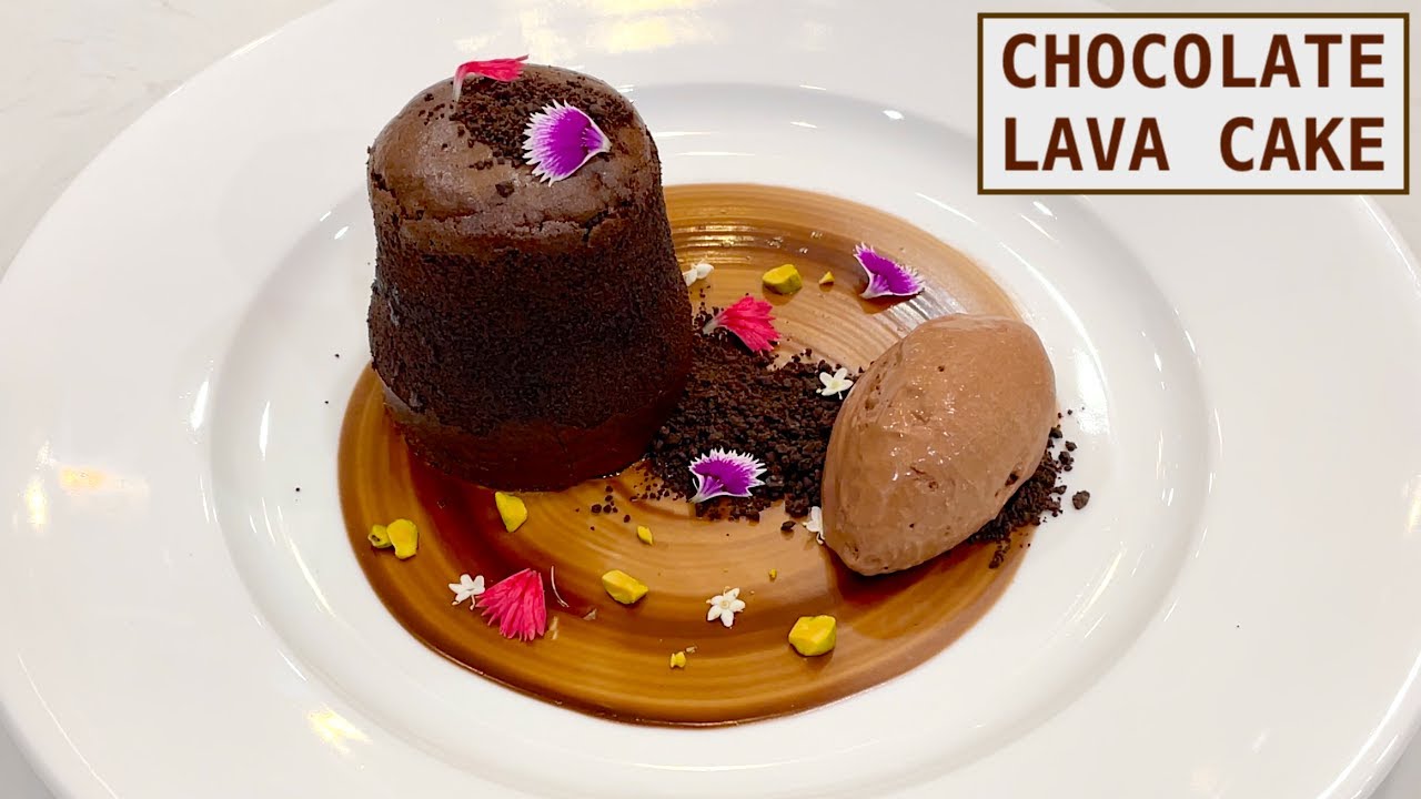 Fine dining Chocolate Lava Cake with Chocolate Ganache Center, Chocolate Soil & Chocolate Ice Cream